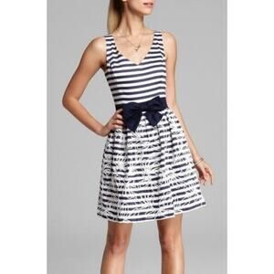 NEW Lilly Pulitzer Womens Roswell Dress Sz 14 Navy White Stripes Crystals